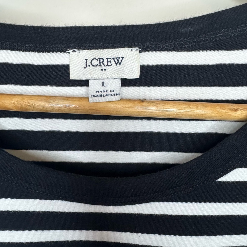 J. Crew Black and White Cotton Womans Striped Dress - Picture 2 of 5
